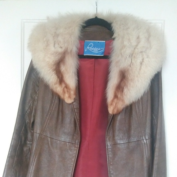 rodders fresno Jackets & Blazers - Rodders Fresno brown leather fur collar jacket